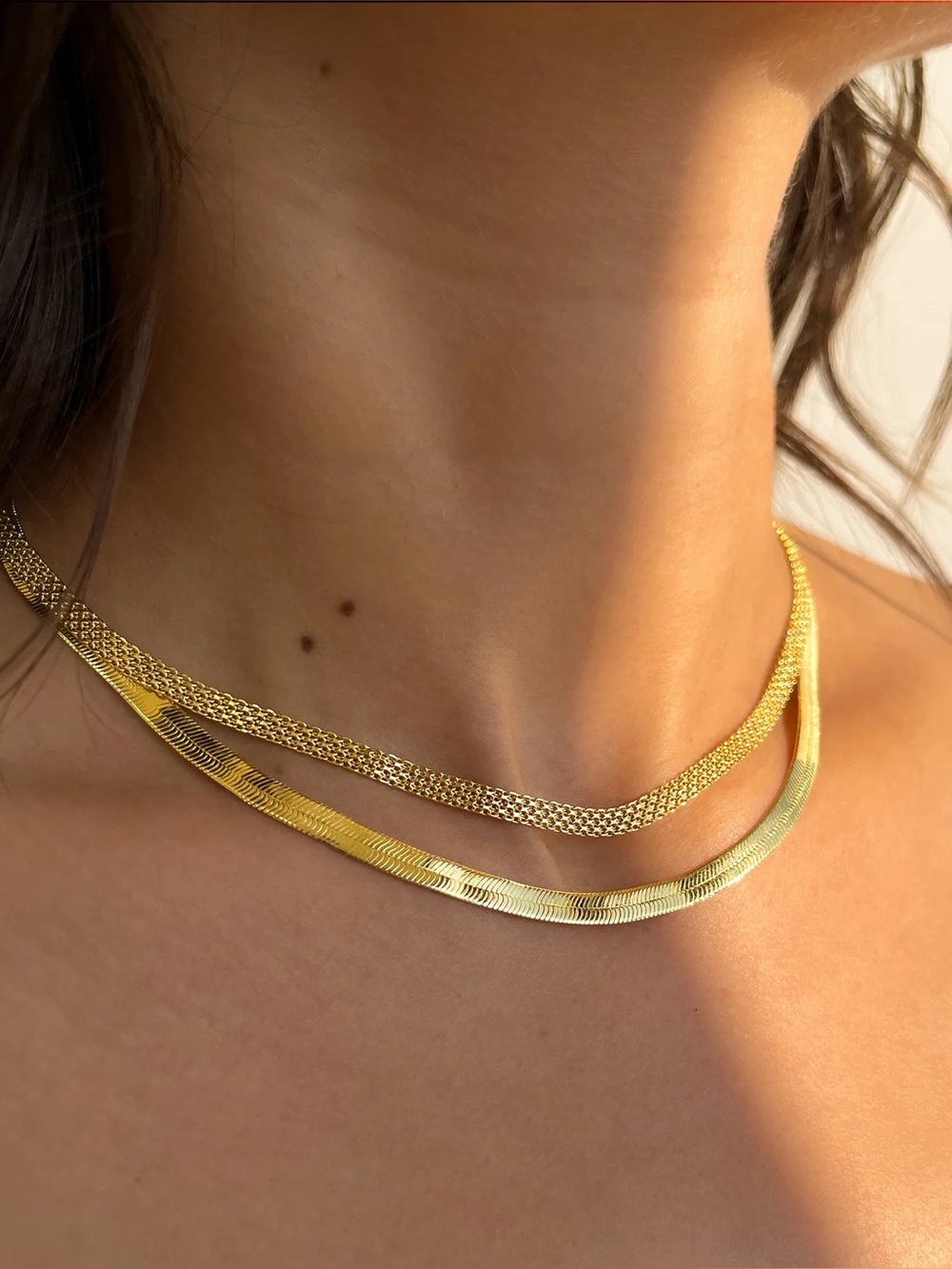 BLVD Jewelry Melrose Gold Herringbone Necklace
